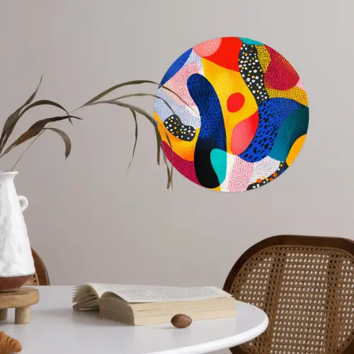 Vormen - Abstract - Stippels - Blauw Wandcirkel behangsticker klein -sfeer3