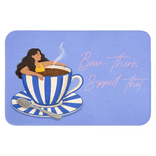 Mok - Koffie - Vrouw - Paars Badmat klein -3d