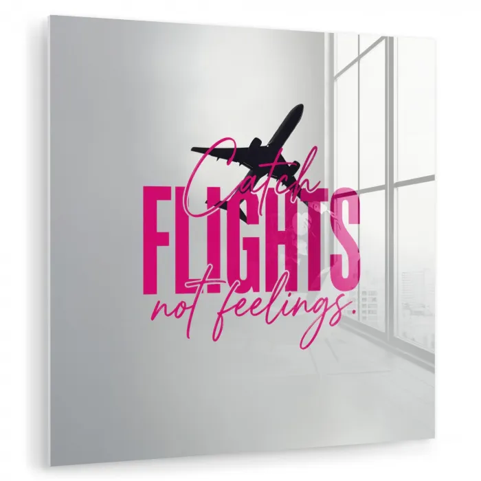 Catch flights not feelings - Vliegtuig - Roze plexiglas 5mm klein -zzzproduct_nieuw