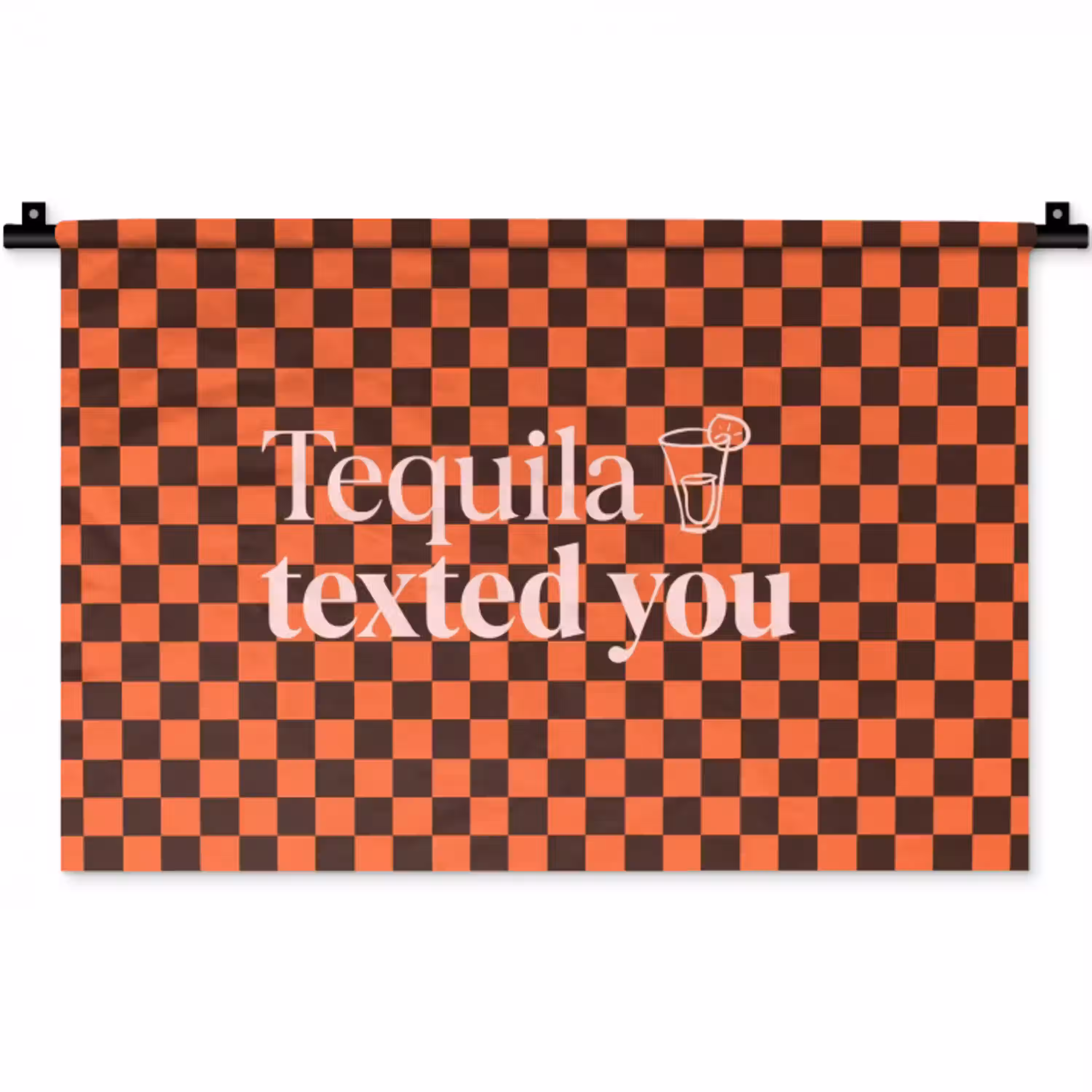 Tequila texted you - Glas - Vierkanten - Oranje Wandkleed katoen klein -zz3d