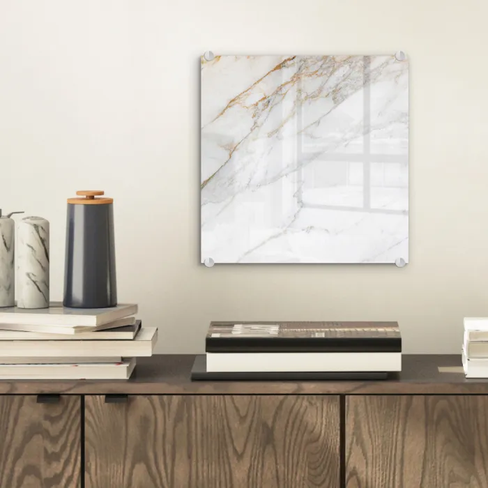 Marmer - Steen - Wit - Goud - Marmerlook - Steen - Luxe plexiglas 5mm klein -sfeer1