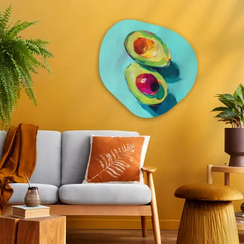 Avocado - Groen - Pit - Schaduw Wandcirkel Organisch Aluminium middel -sfeer4