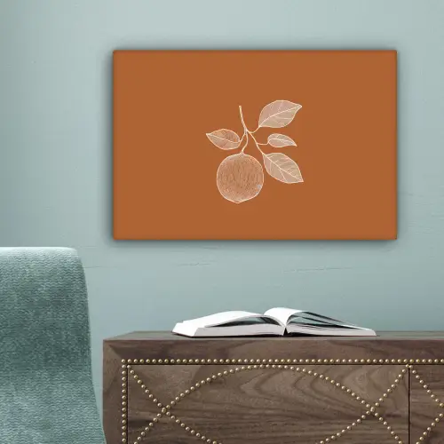 Sinaasappel - Getekend - Bladeren - Bruin canvas 2cm klein -sfeer4