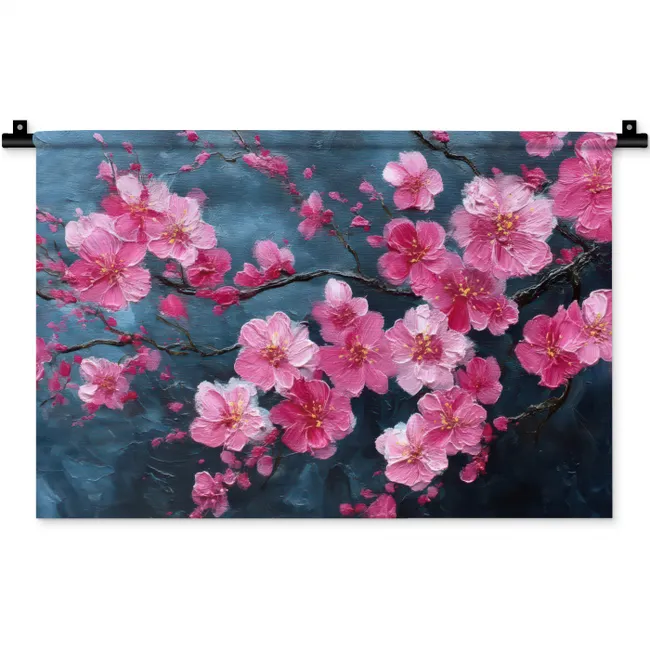 Bloem - Bloesems - Roze - Abstract Wandkleed katoen klein -zz3d