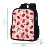 Rode lieveheersbeestjes op roze achtergrond Rugzak - Zwart middel -productfoto_formaten