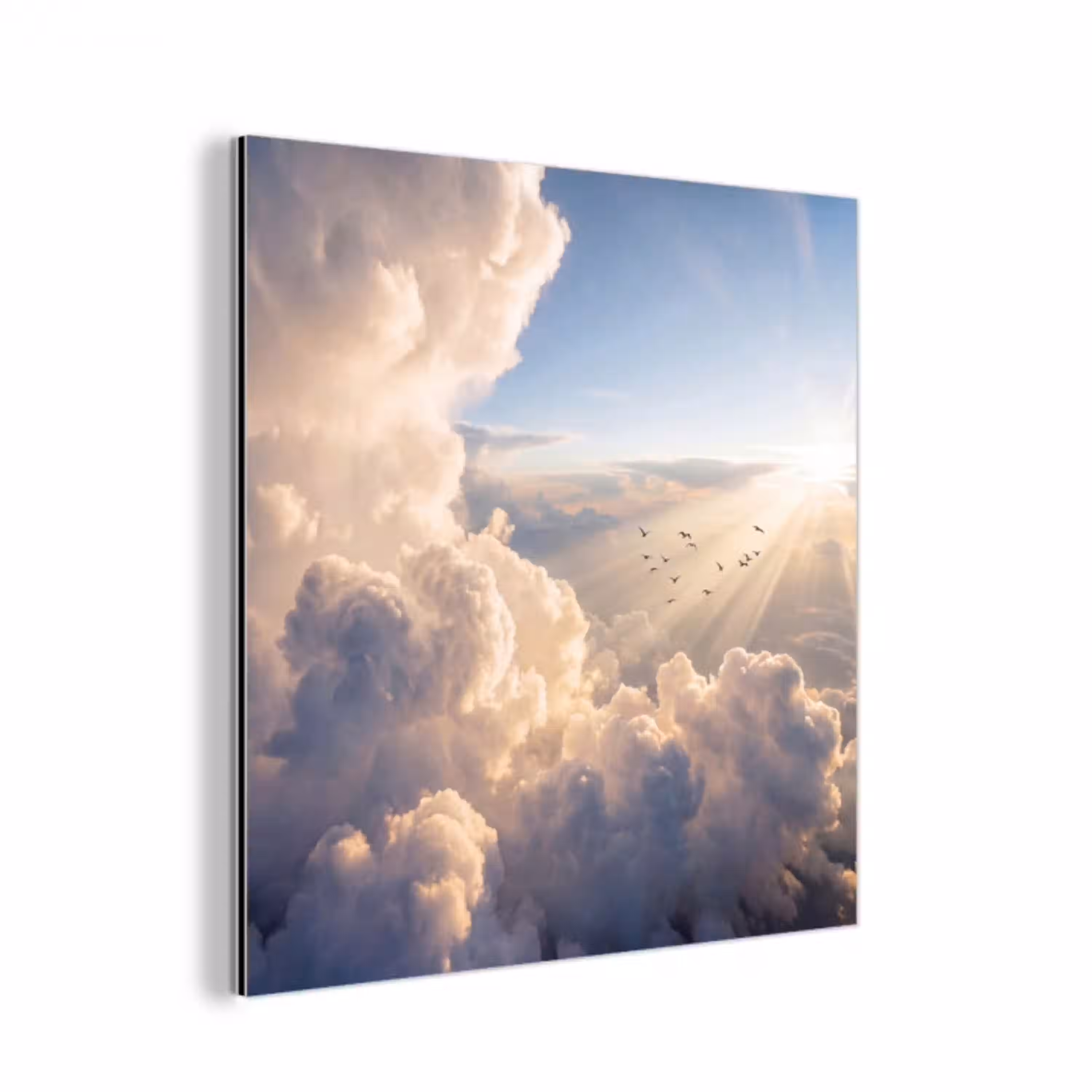Wolken - Zonnestralen - Natuur - Wit aluminium wit klein -3d
