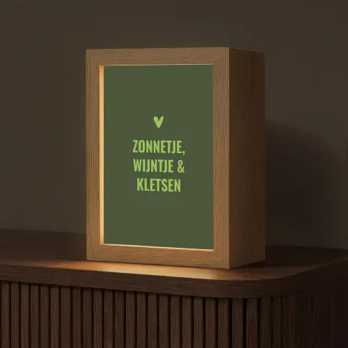 Donkergroen - Quote - Zon - Zomer Light Box met kabel (Tafellamp) klein -z3d_website
