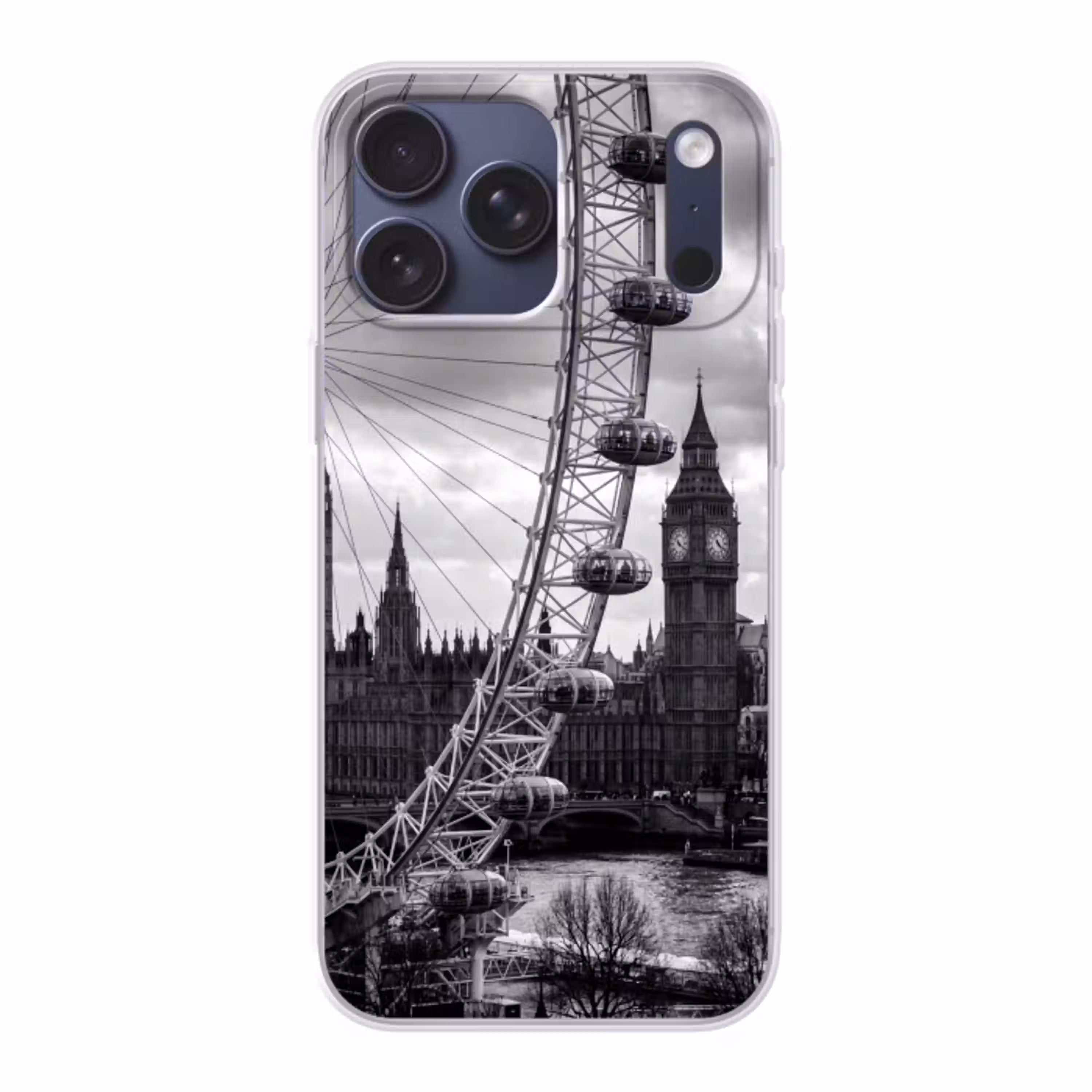 Reuzenrad - Klokkentoren - Architectuur - Zwart-wit - Stad Telefoonhoesje iPhone 17 Pro Max klein -3d