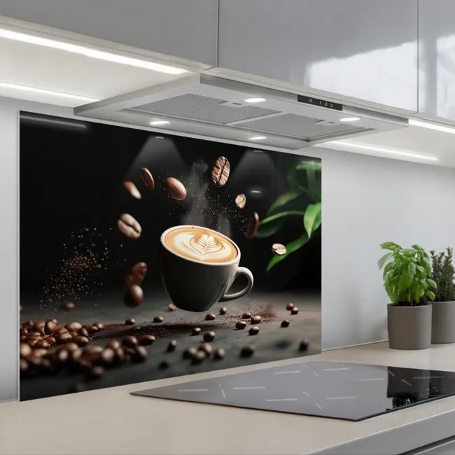 Kitchen Splashback - Cappuccino - Cup - Beans - Brown