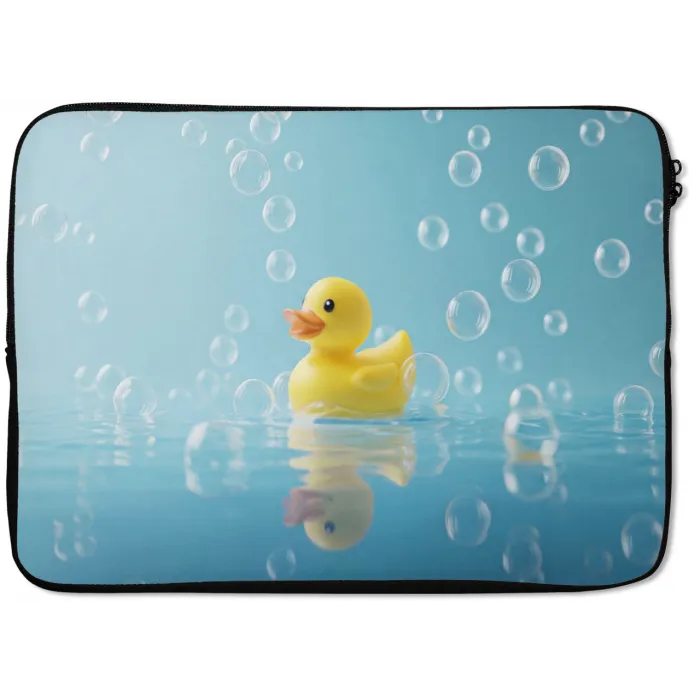 Bubbels - Badeend - Geel laptophoes neopreen klein -zkaufland3dotto