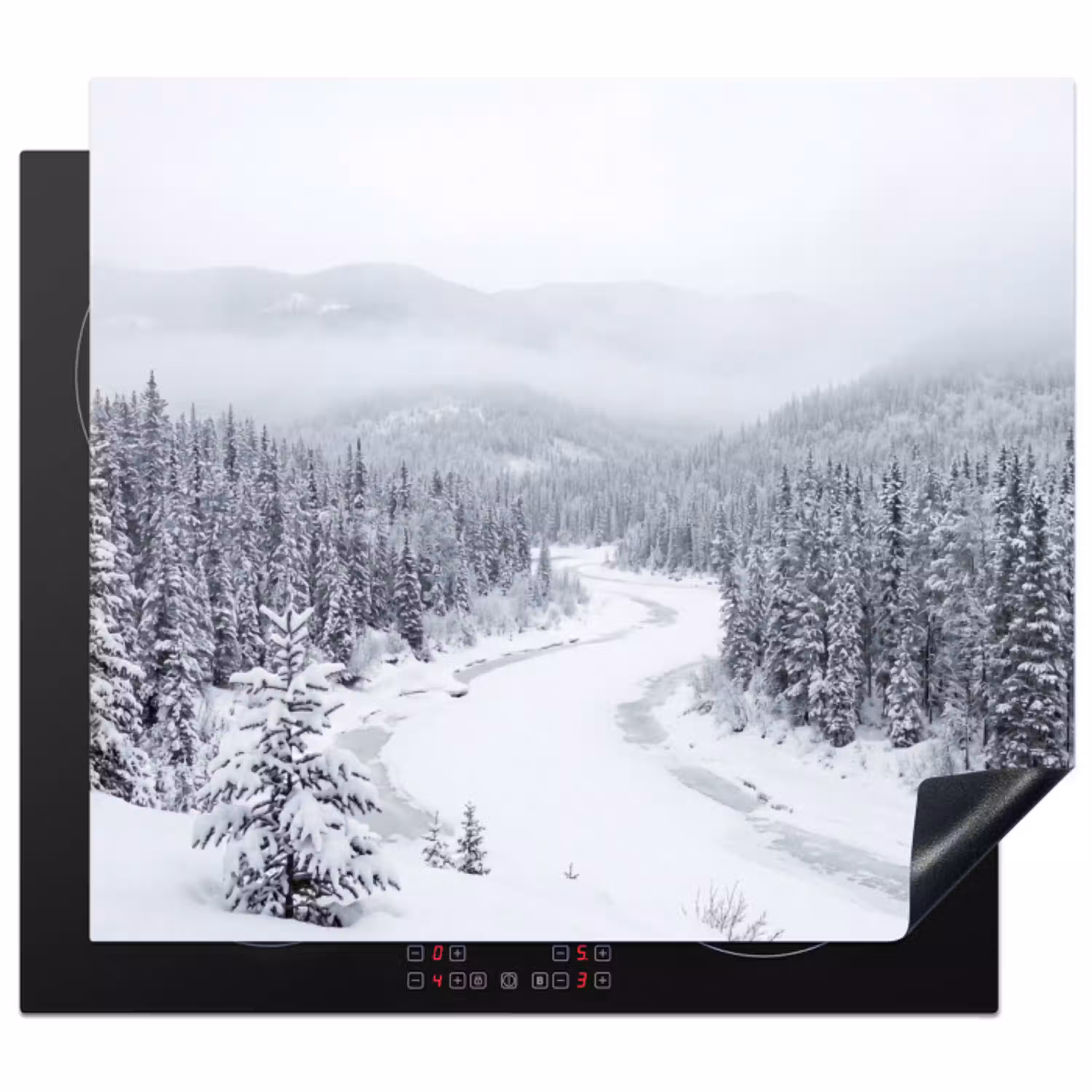 Rivier - Bevroren - Landschap - Winter Inductie beschermer vinyl 3mm middel -3d