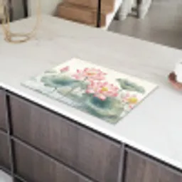 Aquarel - Lotusbloemen - Kleurrijk Inductie beschermer vinyl 3mm klein -sfeer8