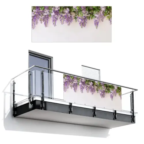 Blauwe regen - Bloemen - Paars Balkonbeschermer Duitsland klein -3d
