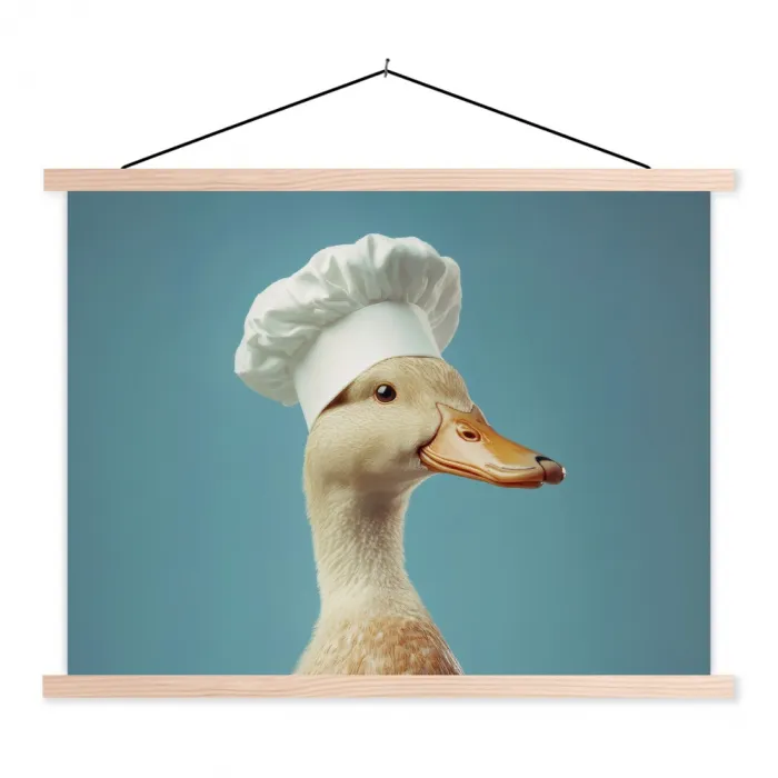 Eend - Koksmuts - Cute - Vogel textielposter latten blank klein -3d