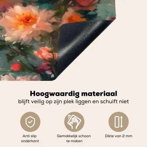 Dahlia - Bloemen - Patroon Inductie beschemer met haakjes klein 777 -ky-onderkant-nl