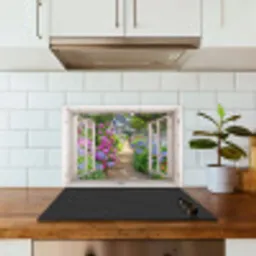 Landhuis omlijst door Hortensia's keuken achterwand spatscherm klein -sfeer2