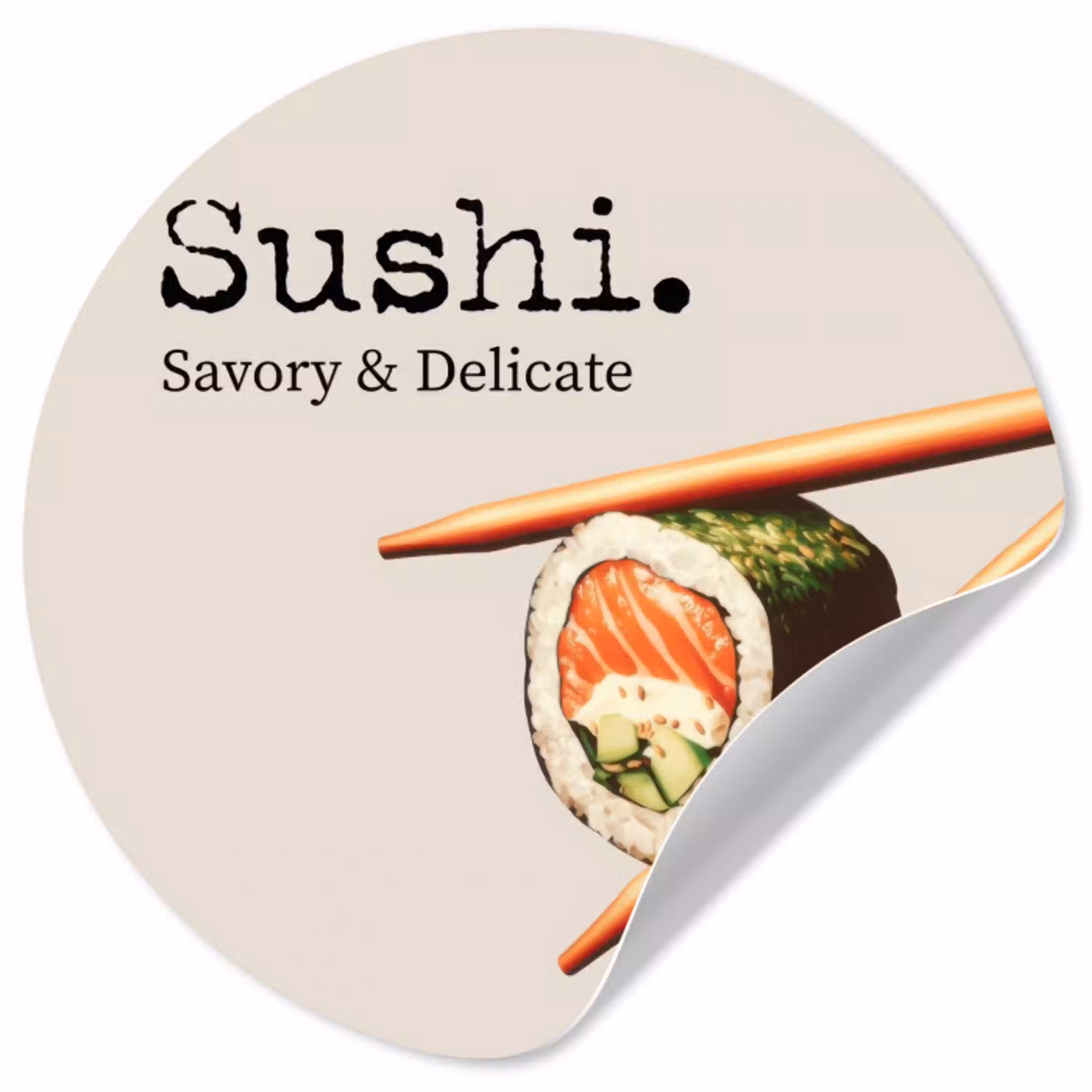 Sushi - Zalm - Rijst - Japans Wandcirkel behangsticker klein -3d