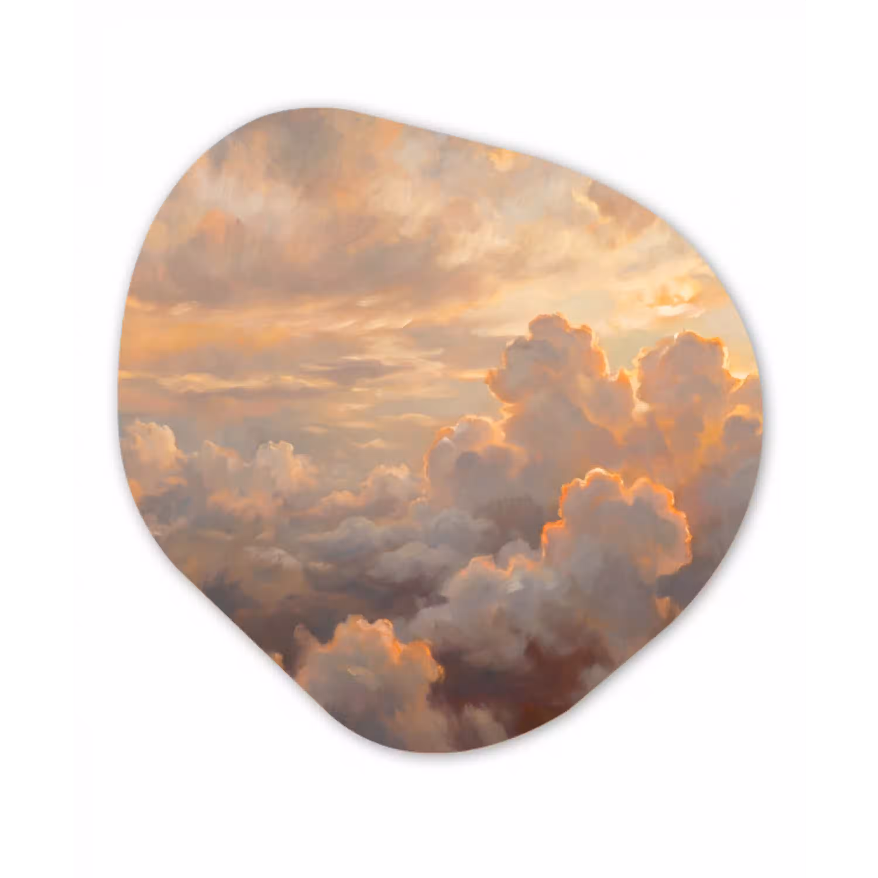 Wolken - Zonsondergang - Natuur - Abstract - Goud Wandcirkel Organisch Forex 3mm klein -3d