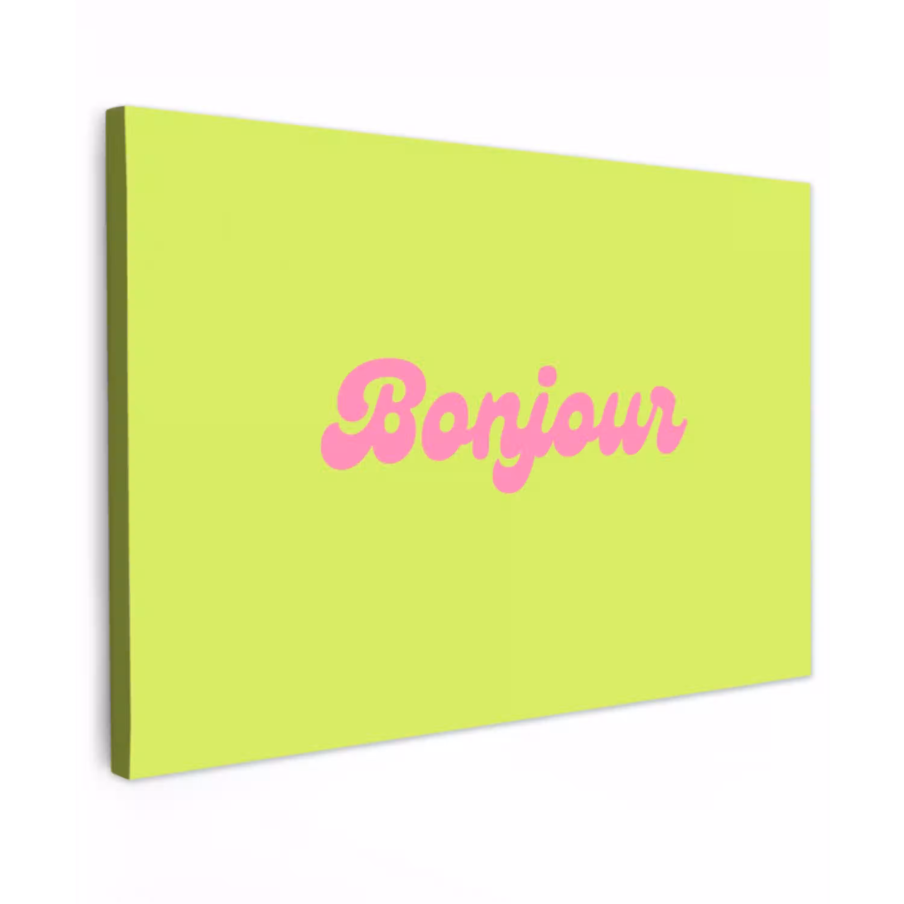 Groen - Roze bonjour - Retro canvas 2cm klein -z3d