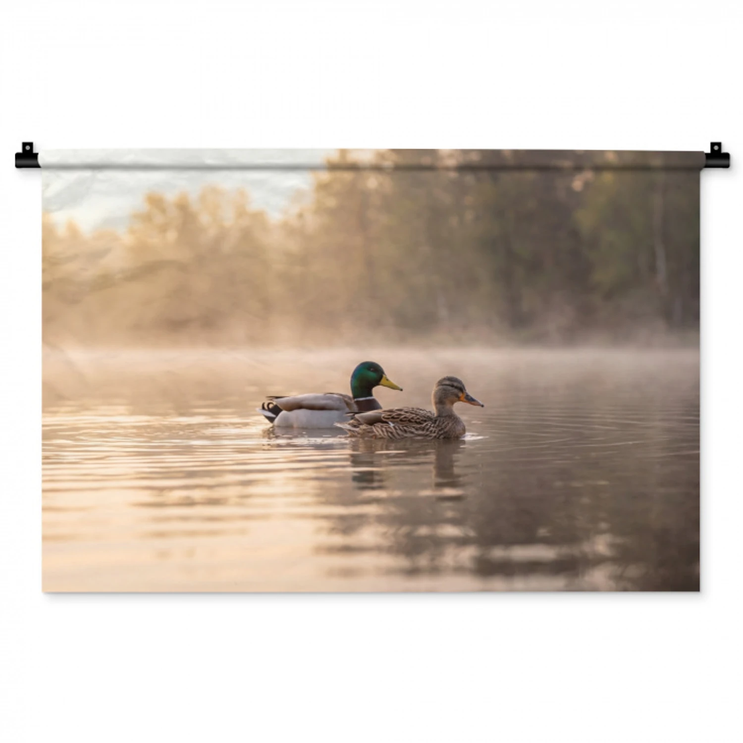 Eenden - Water - Mist - Natuur Wandkleed katoen middel -zz3d