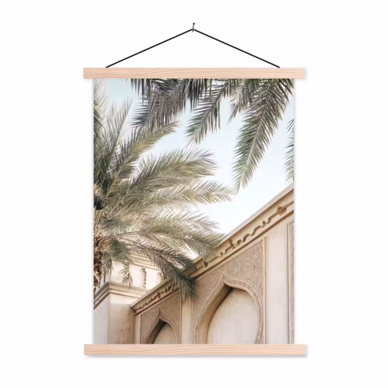 Hanging Poster - Building - Palm trees - Beige - Sun