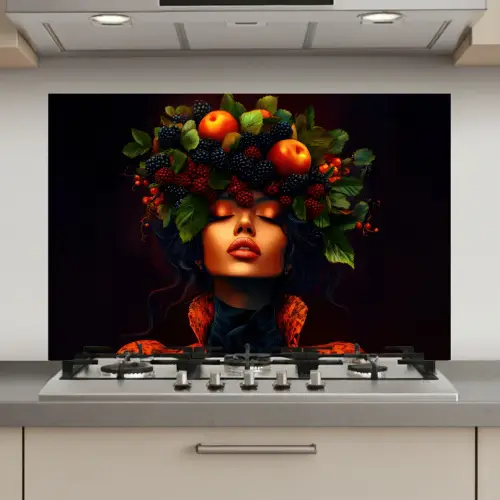 Vrouw - Zwart - Bessen - Bramen - Appels keuken achterwand spatscherm klein -3d_website