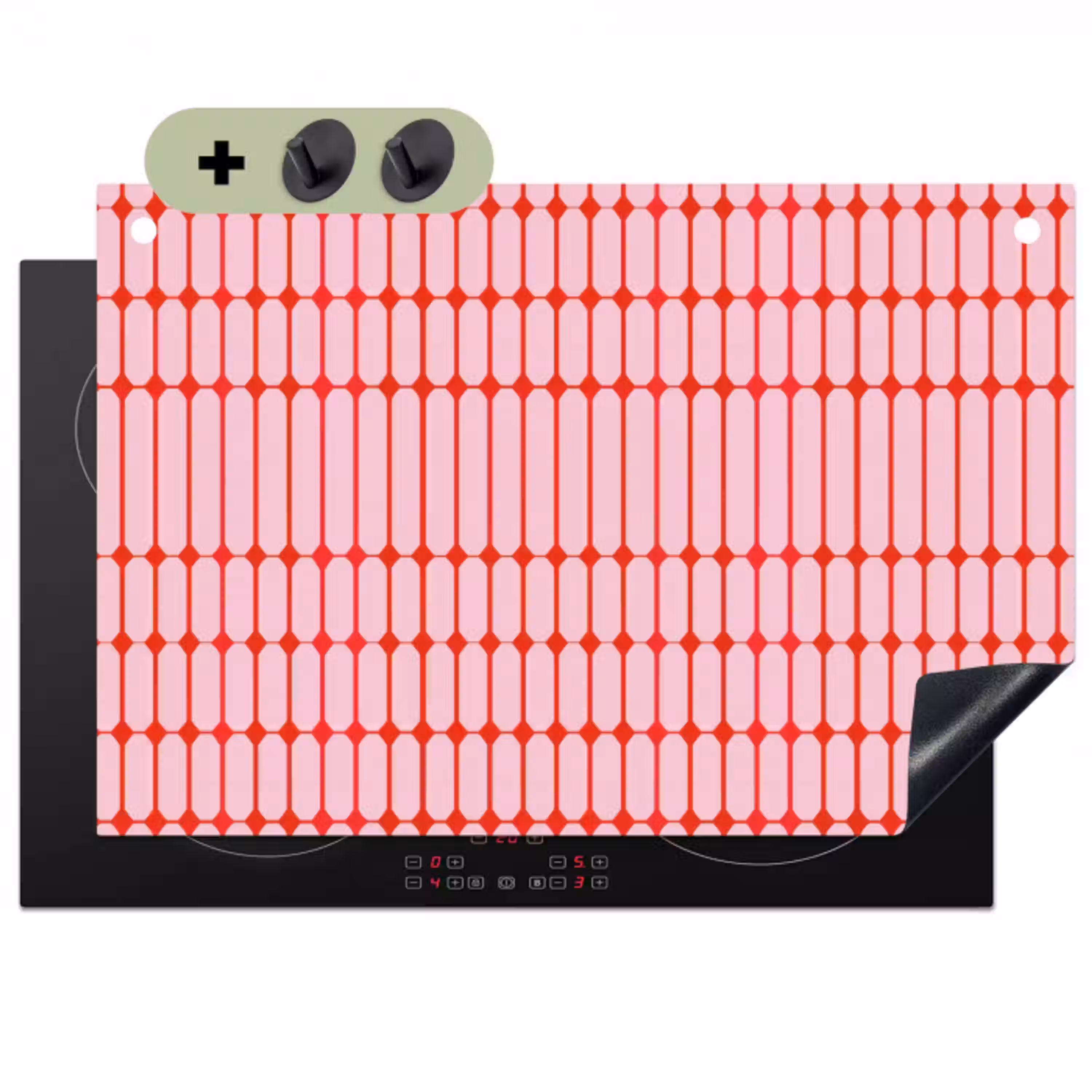 Geometrisch - Minimalistisch - Rood - Roze Inductie beschemer met haakjes klein 777 -3d