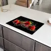 Aardbeien - Fruit - Rood - Water - Zwart Inductie beschermer vinyl 3mm klein -sfeer8