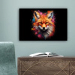Graffiti - Vos - Zwart - Pop art canvas 2cm klein -sfeer4