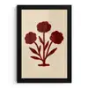 Bloemen - Bladeren - Rood - Minimalistisch fotolijst zwart zonder passe partout klein -3d