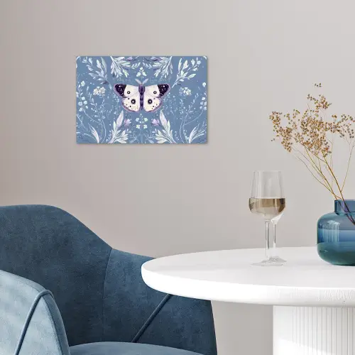 Vlinder - Bloemtakken - Lichtblauw poster papier klein -sfeer3