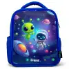 Vrolijke Ontmoeting in de Ruimte Kinderrugzak - Blauw middel -3d