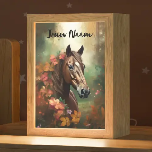 Paard - Bloemen - Natuur - Dieren - Bos - Oranje Light Box met kabel (Kinderlampje) klein -zzz_3d_website