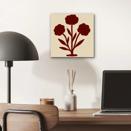 Bloemen - Bladeren - Rood - Minimalistisch aluminium wit klein -sfeer5