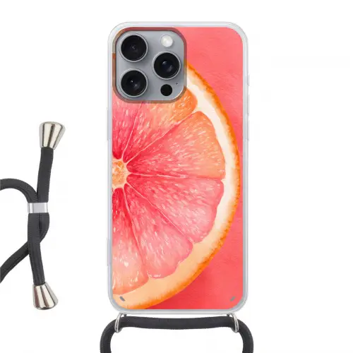 Grapefruit - Roze - Levendig Hoesje iPhone 16 Pro Max met koord klein -3d