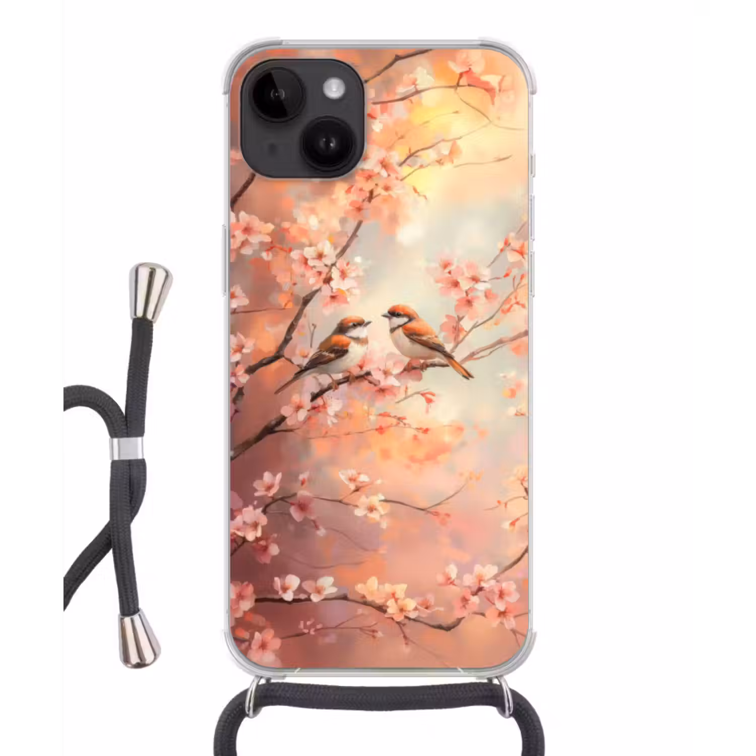 Telefoonhoesje crossbody - Vogels - Romantic - Bloesemtak