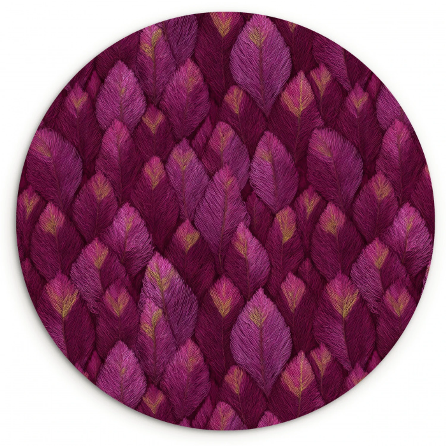 Bladeren - Patroon - Burgundy Wandcirkel kunststof plaat 5mm dik klein 188 -3d