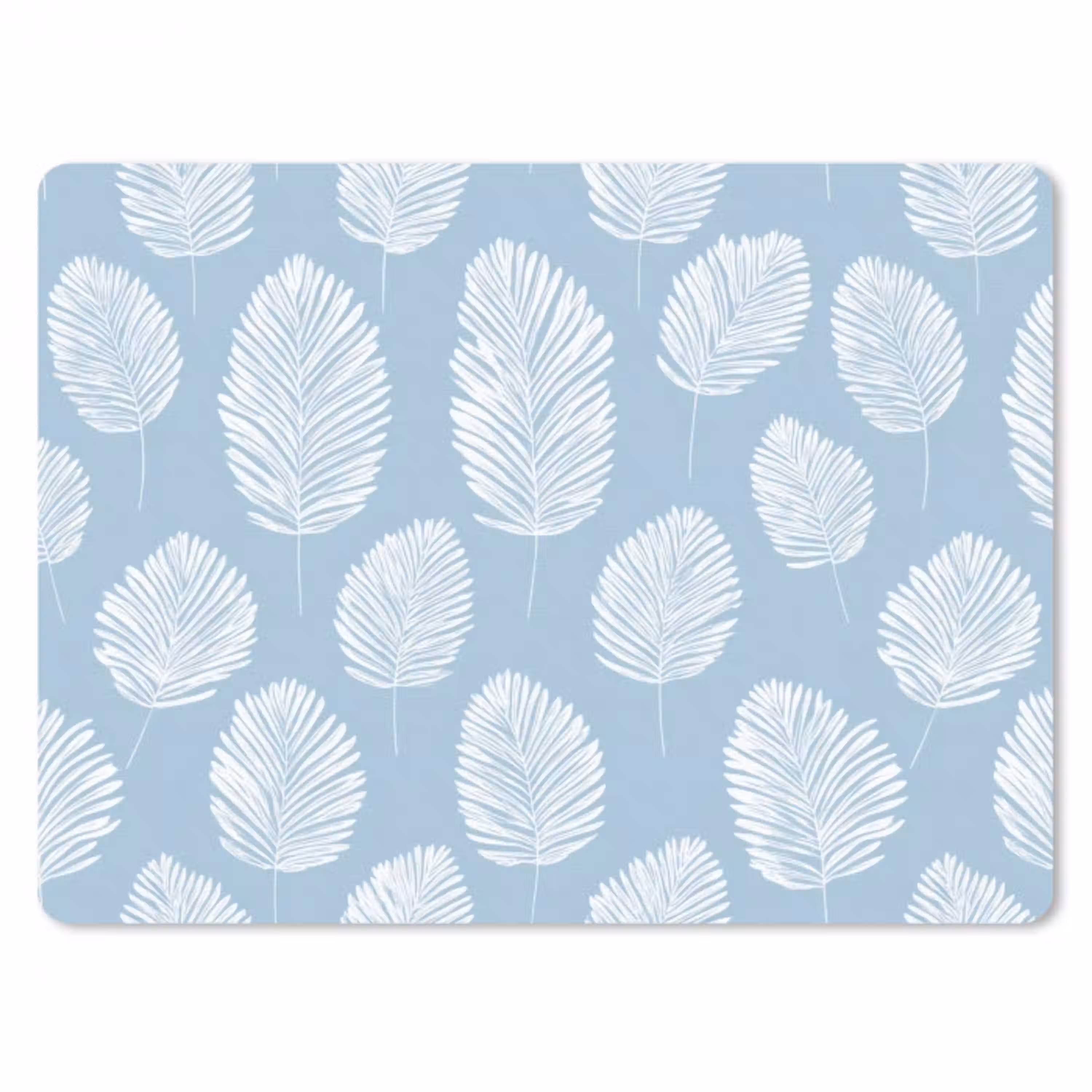 Palmbladeren - Naadloos - Patroon - Pastelblauw muismat rubber klein 262 -3d