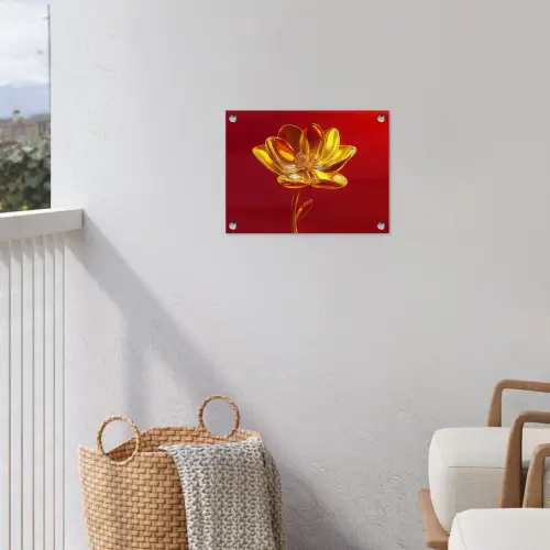 Bloem - Goud - Glazen tuinposter los doek klein -sfeer8