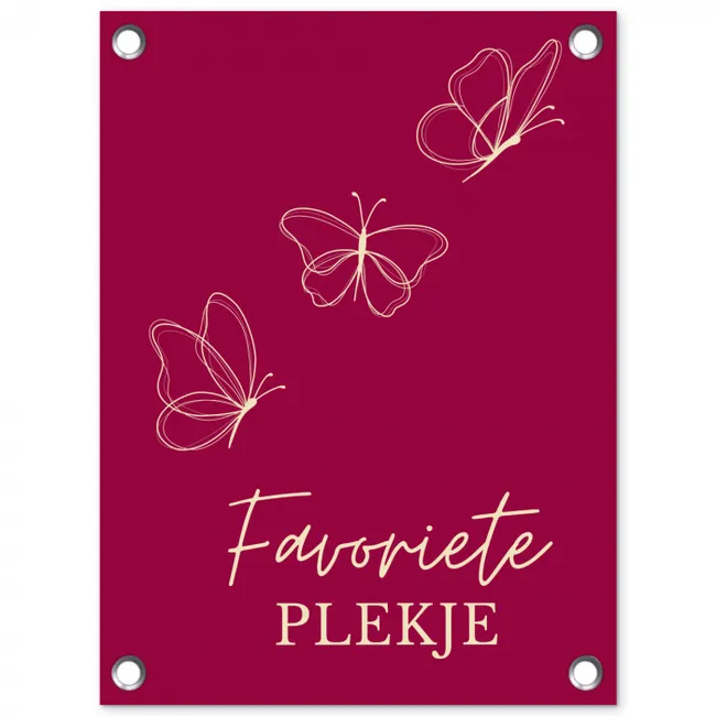 Favoriete plekje met Vlinders tuinposter los doek klein -3d