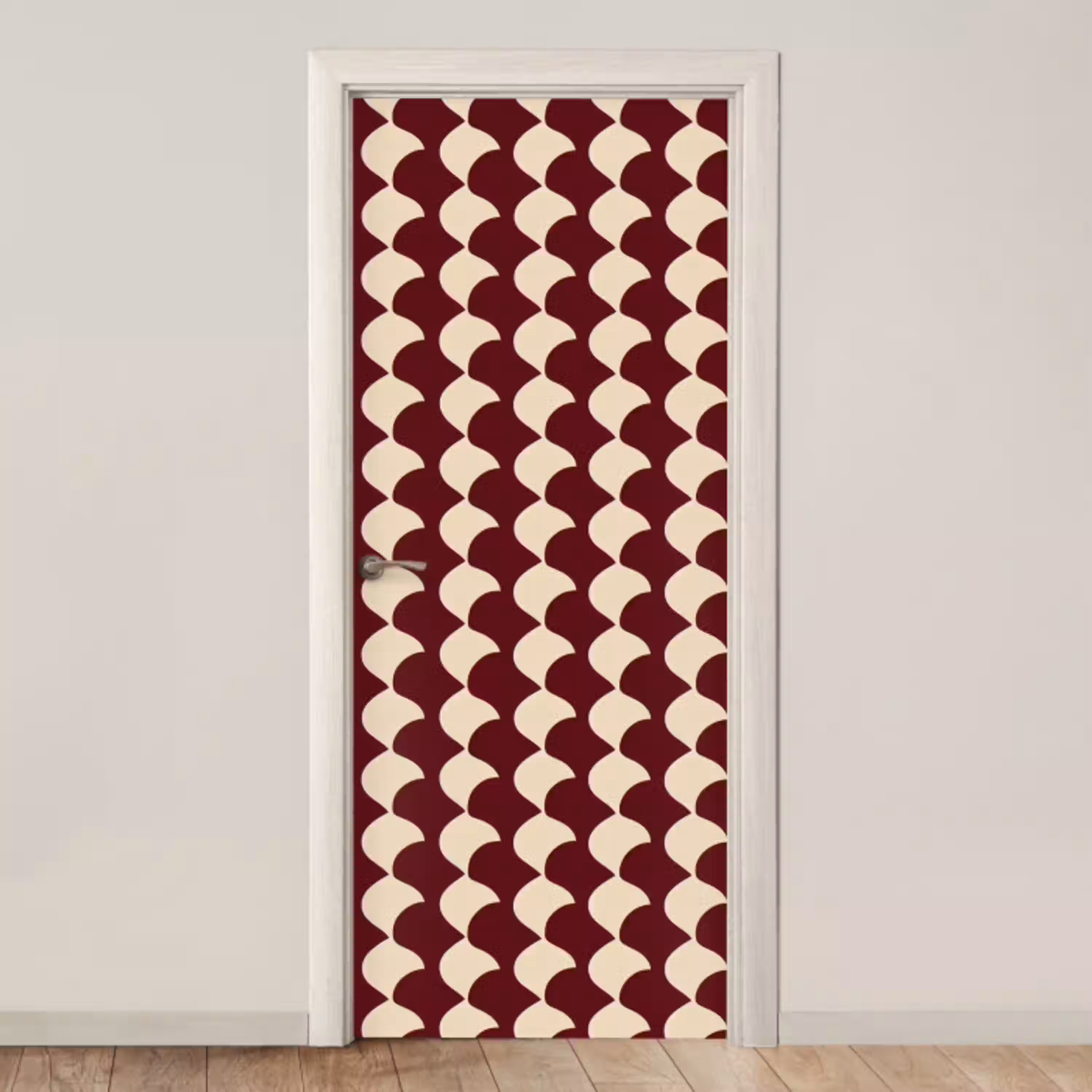 Rood - Tegelpatroon - Crème deurposter klein 289 -3d_beige