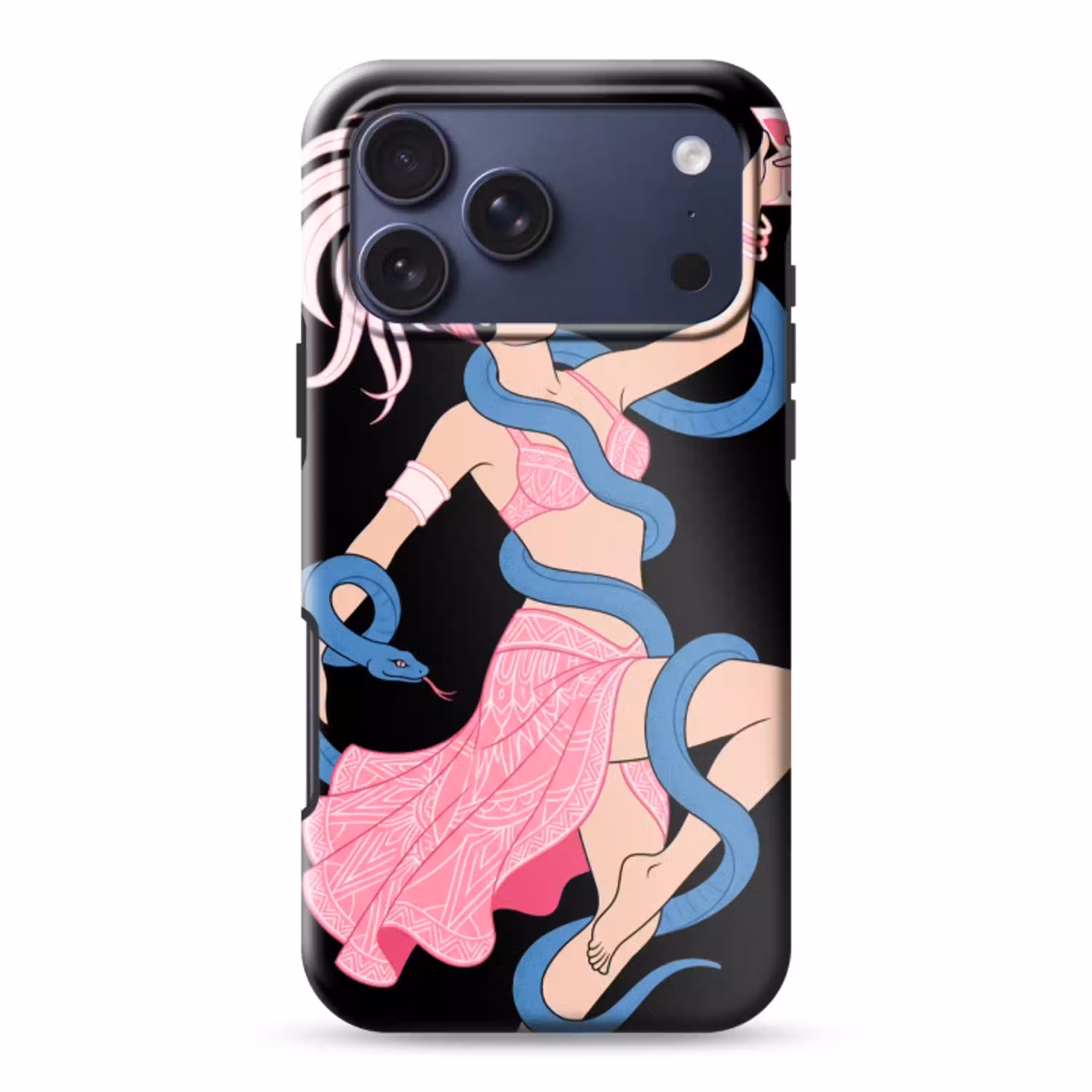 Vrouw - Danseres - Slangen - Art Deco - Roze Toughcase MagSafe Apple iPhone 17 Pro Max klein -3d