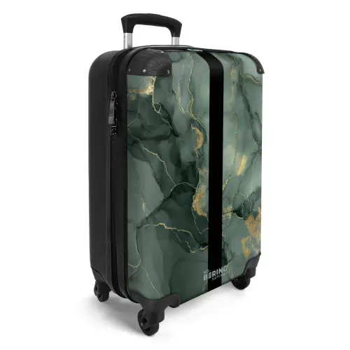 Groene marmerstructuur met gouden accenten NBS - Handbagage koffer - Volwassenen Unisex middel -productfoto_3d