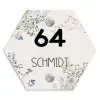 Bloemen - Beige - Modern Naambord Hexagon klein -3d