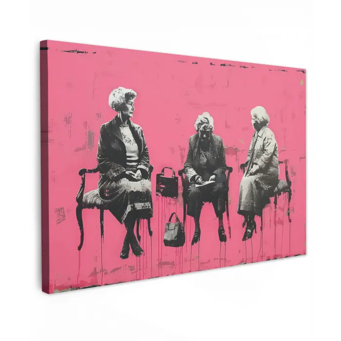 Graffiti - Vintage - Zwart - Street art - Roze - Banksy canvas 2cm klein -z3d