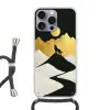 Wolf - Bergen - Maan - Zwart Hoesje iPhone 16 Pro Max met koord klein -3d