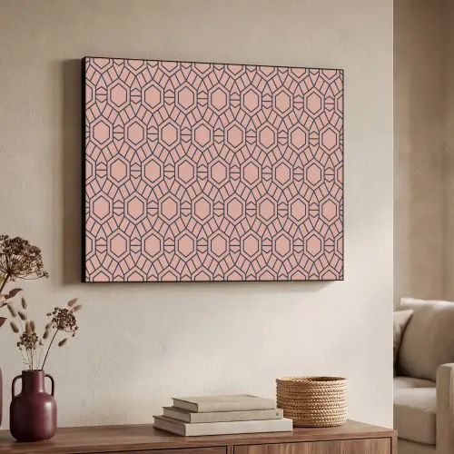 Strak - Patroon - Roze - Donkerblauw Textielframe zwart klein 947 -sfeer3