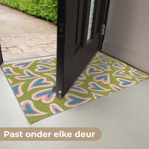 Groen - Retro - Hartjes - Patroon Deurmat klein 898 -USP_NL