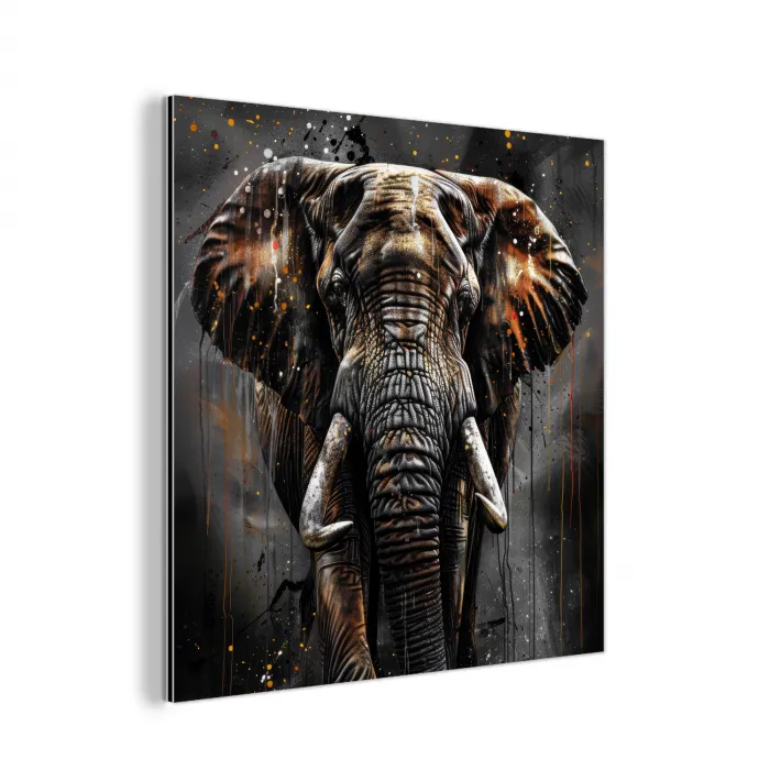 Olifant - Watercolor - Wilde dieren - Luxe aluminium wit klein -3d