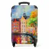 Olieverf - Amsterdam - Kunst - Kleurrijk NBS - Handbagage koffer - Kinderen Unisex middel -productfoto_recht
